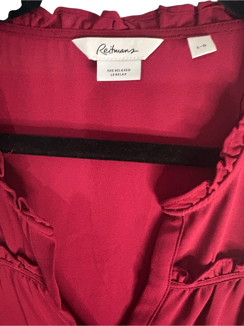 Reitmans The Relaxed Blouse Burgundy Ruffle Sleeveless Top L - Picture 3 of 4